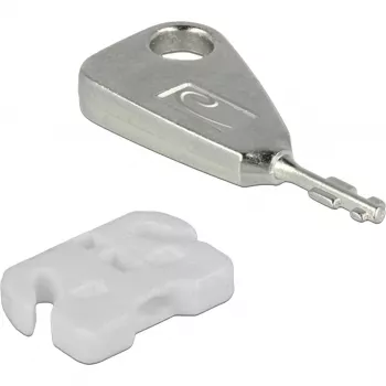 USB prievado blokatorių rinkinys USB-A lizdui, kištukinis užraktas balta/sidabrinė, 5x USB prievado blokatorius, 2x raktas