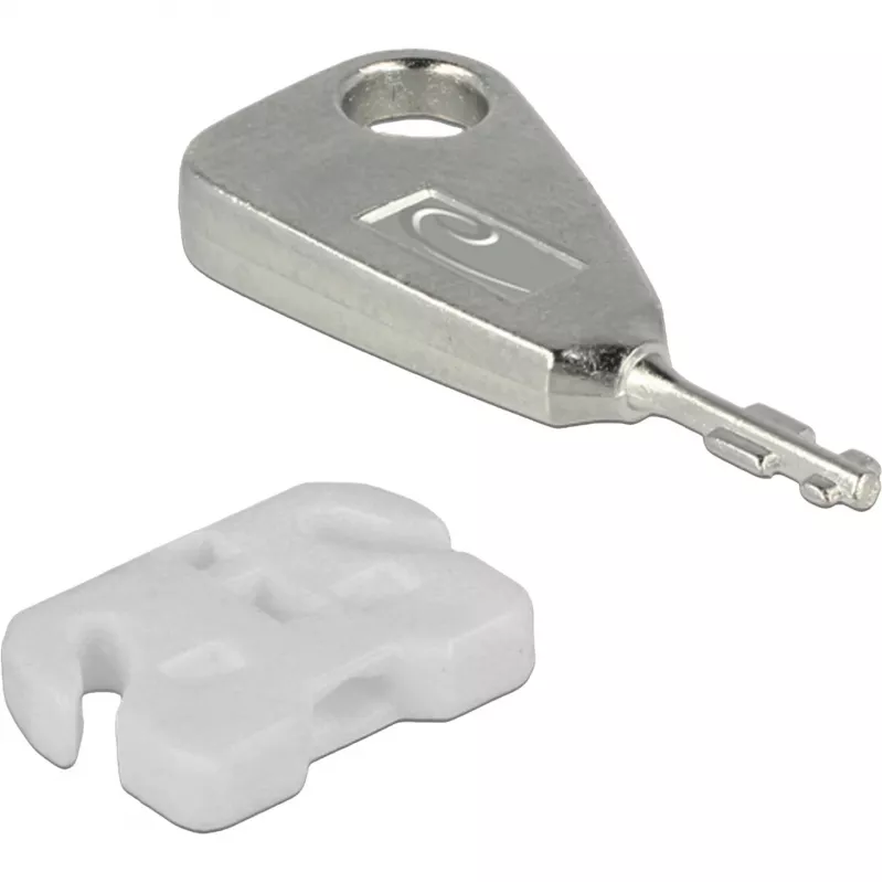 USB prievadų blokatorių rinkinys USB-A lizdui, kištukinis užraktas Baltas/Sidabrinis, 5x USB prievadų blokatorius, 2x raktas