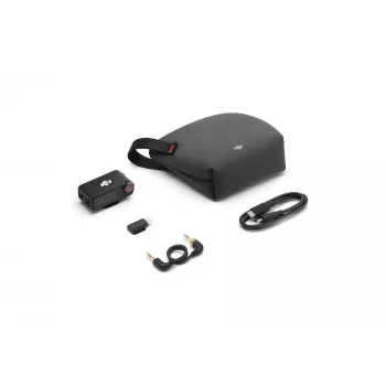 Mikrofono imtuvas DJI Mic 3 kameros laikiklis juodas — maitinamas baterijomis, komplekte 3,5 mm garso ir USB kabeliai