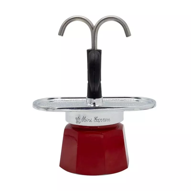 Bialetti Mini Express Magritte Moka puodas raudonas, sidabrinis