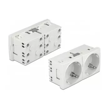 Kištukinis lizdas CEE 7/3 DELOCK Easy 45 — 250 V, 16 A, 4000 W, baltas, ABS/PC, 90×45×40 mm