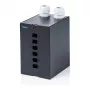 Šviesolaidinis DIN bėgelio skirstytuvas DIGITUS DN-96991 — 6 prievadų SC SX / LC DX, aliuminio korpusas, juodas, 112×87×136 mm