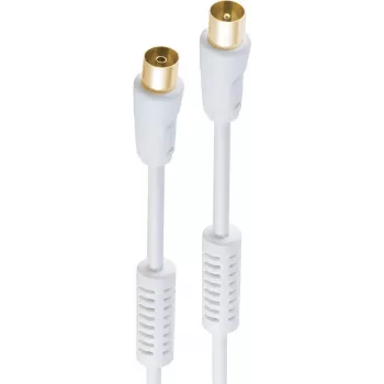 shiverpeaks ®-BASIC-S--Antenos prijungimo kabelis, 100% ekranuotas, auksuoti kontaktai, apvalkalo srovės filtras, 100 dB, baltas, 2,0 m (BS80203-128-G)