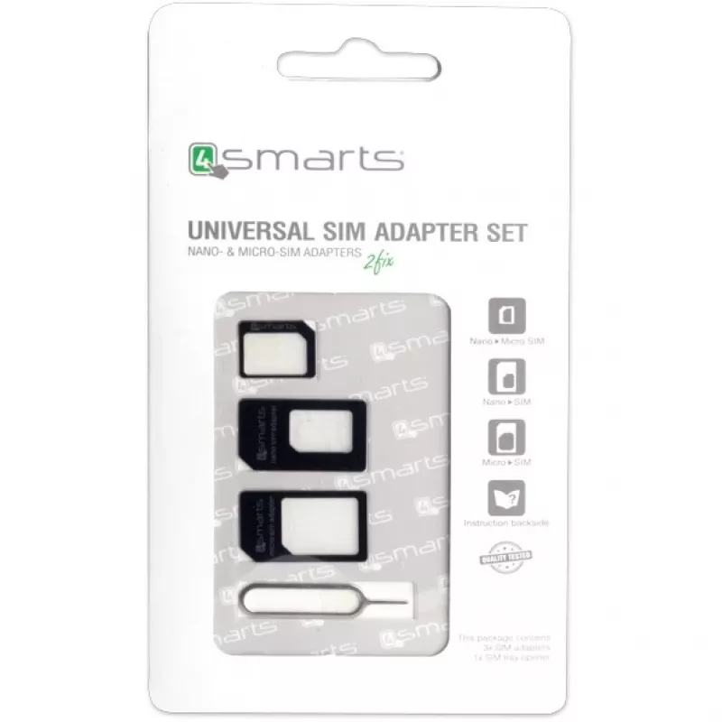 4smarts SIM kortelės adapterių rinkinys - juodas