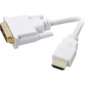 SpeaKa Professional DVI / HDMI adapterio laidas DVI-D 18+1pol. kištukas, HDMI-A kištukas 2,00 m baltas SP-7870336 auksuoti kištuko kontaktai DVI laidas (SP-7870336)