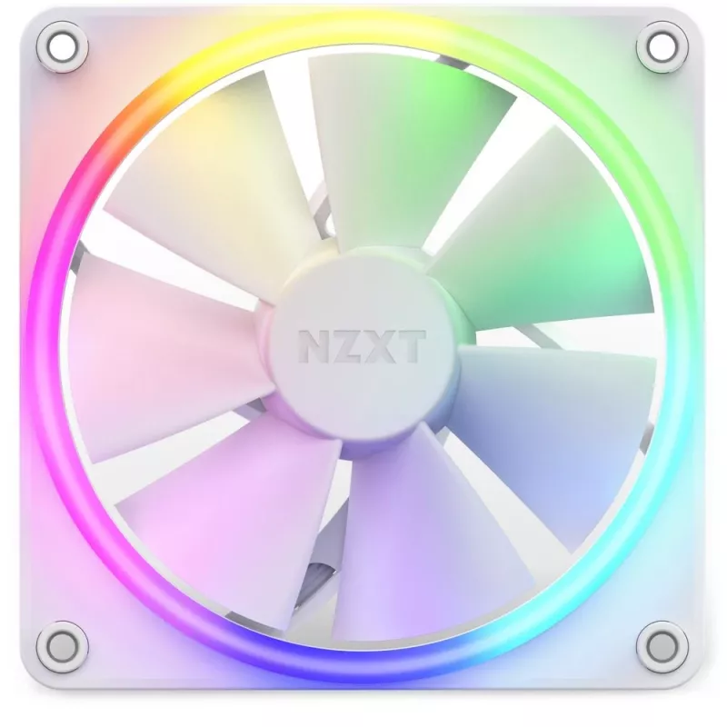 NZXT korpuso ventiliatorius F120 RGB 120 mm baltos spalvos, 4 kontaktų, 1800 RPM, 50,18 CFM, 18 šviesos diodų