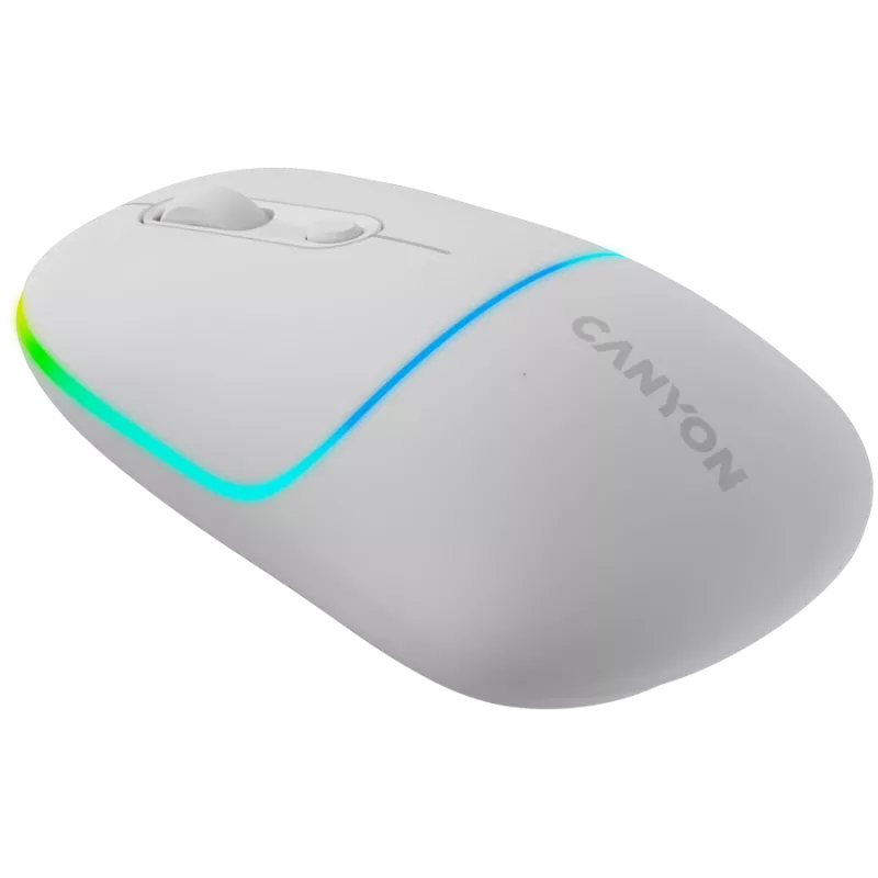 Canyon MW-22 CNS-CMSW22SW pelė – 2 viename Bluetooth/2,4 GHz – optinė – 800/1200/1600 DPI – 4 mygtukai – RGB apšvietimas – įkraunama – sniego balta