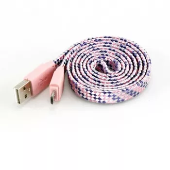Sbox USB->Micro USB 2.0 M/M 1m spalvingoje lizdinėje pakuotėje rožinė USB-103CF-P