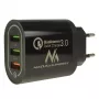 USB sieninis įkroviklis MACLEAN MCE479B — 3 USB prievadai, 18 W bendra galia, kompaktiškas
