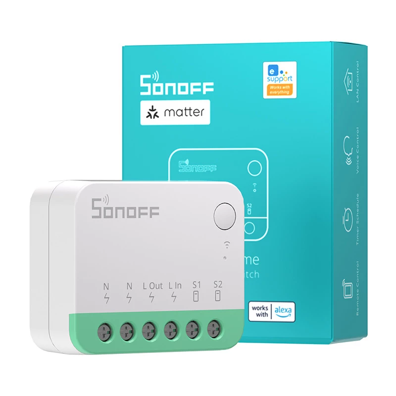 Sonoff MINIR4M Matter išmanusis WiFi mini jungiklis (HomeKit, SmartThings, Home Assistant).