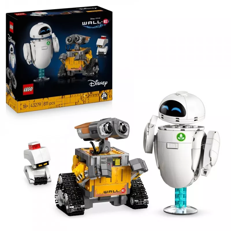 LEGO konstruktorius Disney Pixar WALL·E ir EVE 43279 — 811 dalių, 130 mm aukštis, skirtas 18+