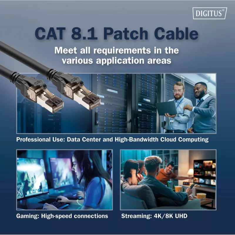komutacinis kabelis Digitus CAT 8.1 S/FTP RJ45 5m Juodas