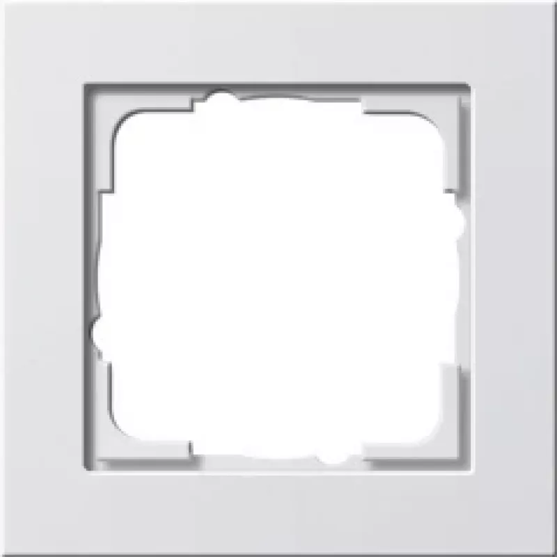 Sieninė plokštė GIRA E2 Balta — termoplastikas, bevaržtė, 80,8×80,8×9,3 mm