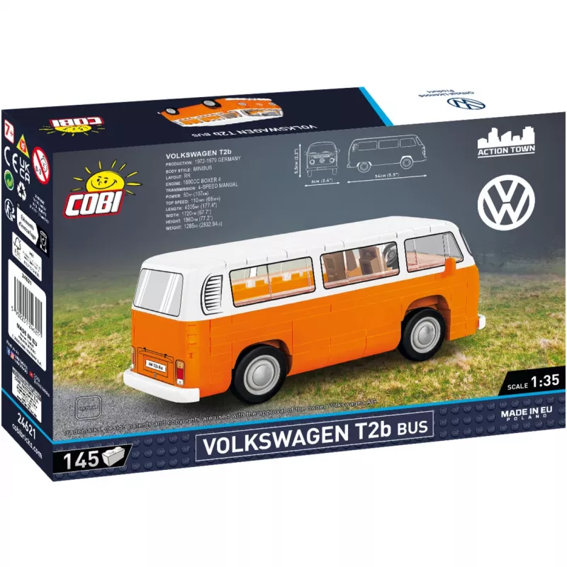Modelio rinkinys Cobi Volkswagen T2b Bus oranžinis, mastelis 1:35, konstravimo rinkinys