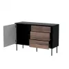 Komoda cama meble CORTINA 1D3S 120x40x81 cm, juoda/riešutmedžio, 3 stalčiai, medžio drožlių plokštė