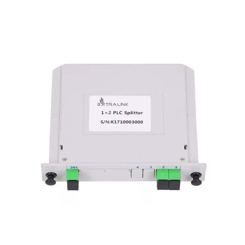 Optinis PLC skirstytuvas 1:2 SC/APC lizdinio tipo, Extralink, juodas ABS