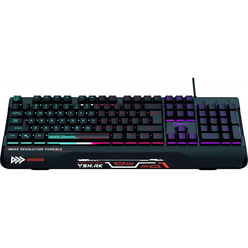 Mechaninė pilno dydžio žaidimų klaviatūra Rebeltec Full size game keyboard SHARK