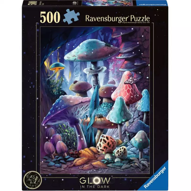 Dėlionė Ravensburger Grybai mėnulio šviesoje, švytinti tamsoje, 500 dalių
