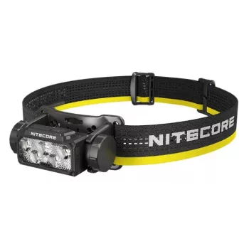Ant galvos tvirtinamas žibintuvėlis Nitecore HC60 UHE su 4000 mAh baterija, 6 šviesos diodai, atsparus vandeniui, atsparus smūgiams, juoda/geltona