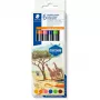 Flomasterių rinkinys Staedtler 3001 C6-3 — 6 spalvos, smulkus antgalis, kulkos ir teptuko antgaliai