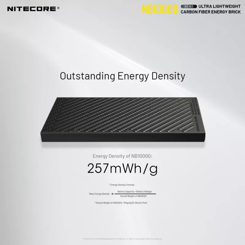 Portable Power Bank Nitecore NB10000 — 10000 mAh, USB‑A + USB‑C, 38W total output, Pilka