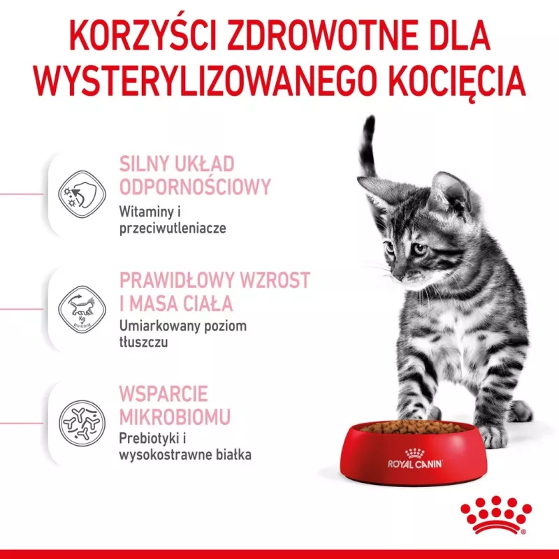 Sausas kačių maistas Royal Canin Kitten Sterilised 3,5 kg — paukštiena, 34 % baltymų, 12 % riebalų