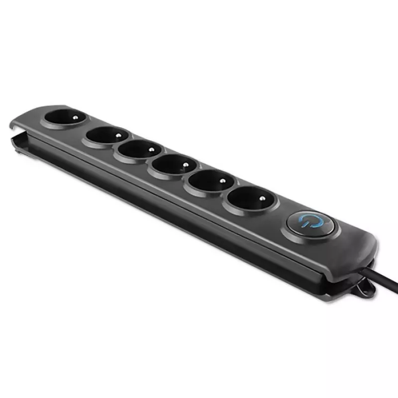 Įtampos ribotuvas Qoltec 50112 juodas 6 kintamosios srovės lizdai 230V 3m