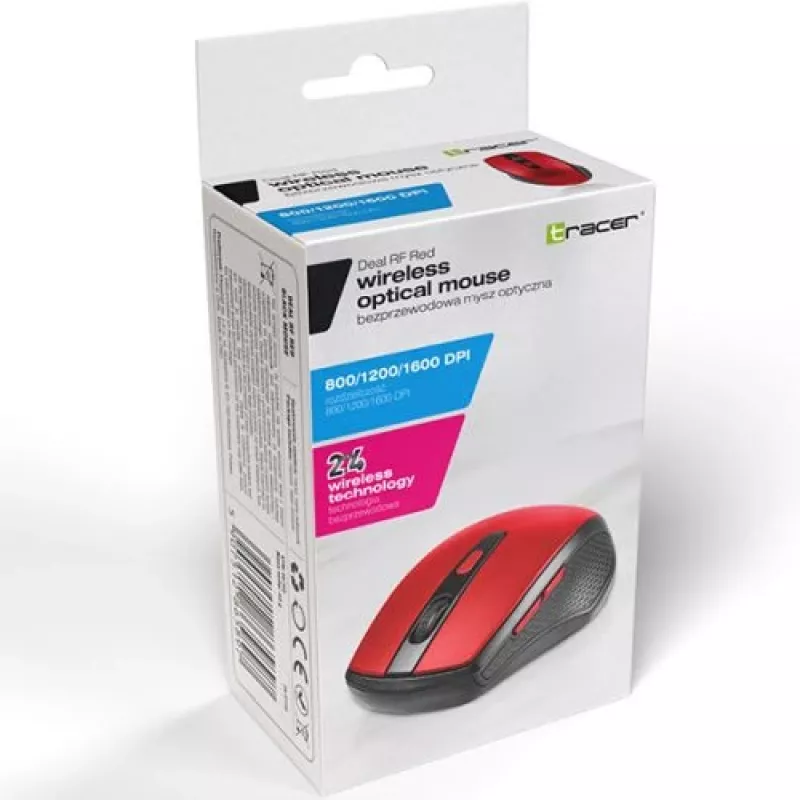 Belaidė optinė dešiniarankė pelė TRACER TRAMYS46750 — 1600 DPI, RF 2,4 GHz, Nano USB imtuvas, 6 mygtukai, AA baterija
