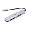 USB-C šakotuvas Unitek 7in1 aliuminis PD 100W 5 Gbps — daugiafunkcis adapteris su Power Delivery