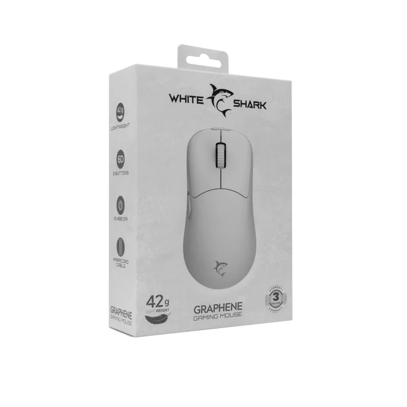Pelė White Shark GM-5014 Graphene White USB