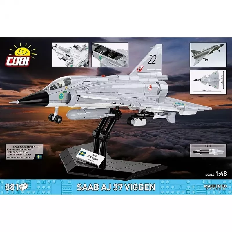 Cobi Blocks Saab AJ 37 Viggen 881 elementų konstravimo rinkinys