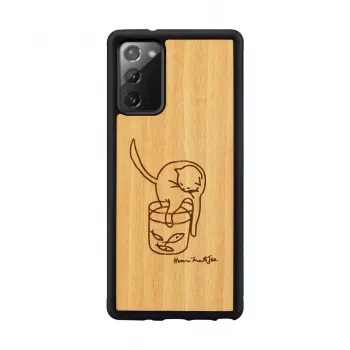 Apsauginis telefono dėklas man and wood, skirtas Samsung Galaxy Note 20, su katės ir žuvies raštu