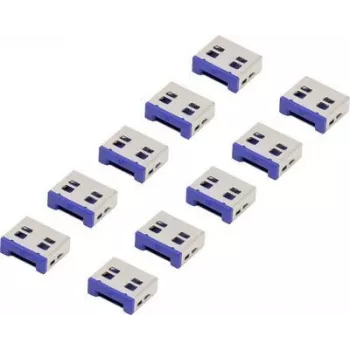 Renkforce USB prievado užraktas RF-4695230 pakuotėje 10 vnt. rinkinys sidabrinis-mėlynas RF-4695230 (RF-4695230)