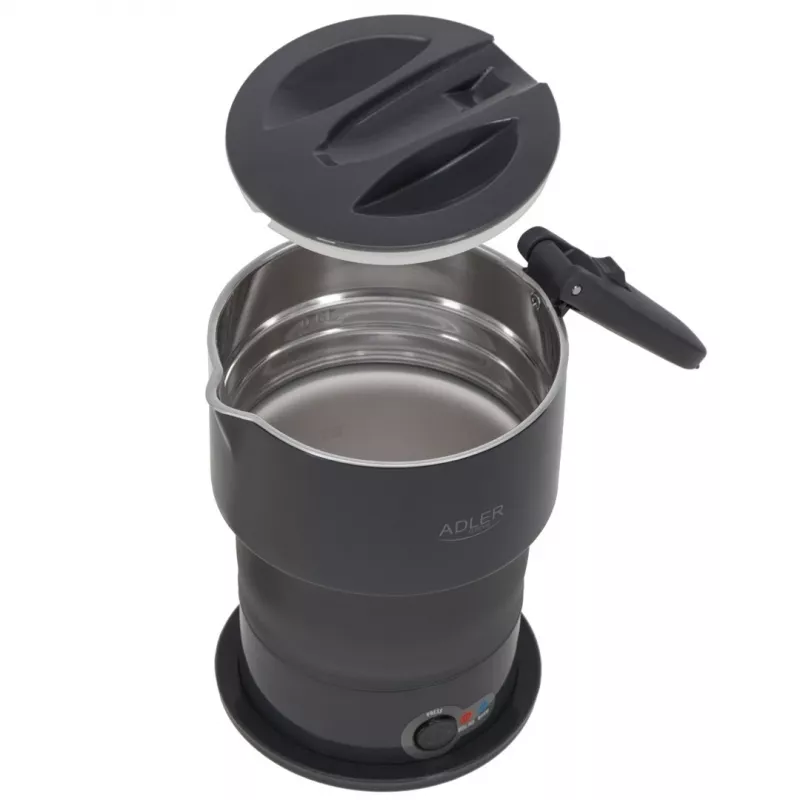 Elektrinis virdulys Adler AD 1377G, 0,6 L talpa, 600 W, pilkas, plastikas/silikonas/nerūdijantis plienas