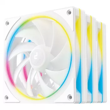 PC aušinimo ventiliatoriai DeepCool FL12R SE 3in1 White — 3 ventiliatorių rinkinys, balta apdaila