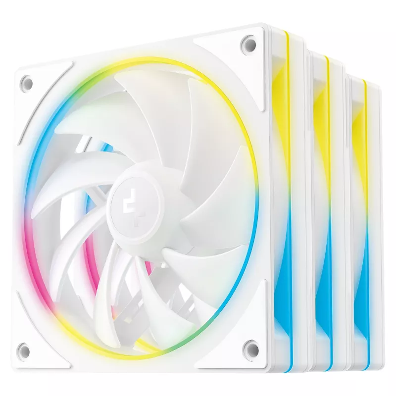 PC aušinimo ventiliatoriai DeepCool FL12R SE 3in1 White — 3 ventiliatorių rinkinys, balta apdaila