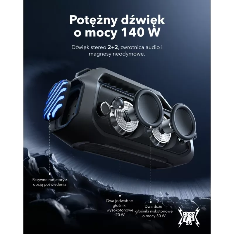 2.1 nešiojama garsiakalbių sistema Anker Soundcore Boom 2 Plus 140 W