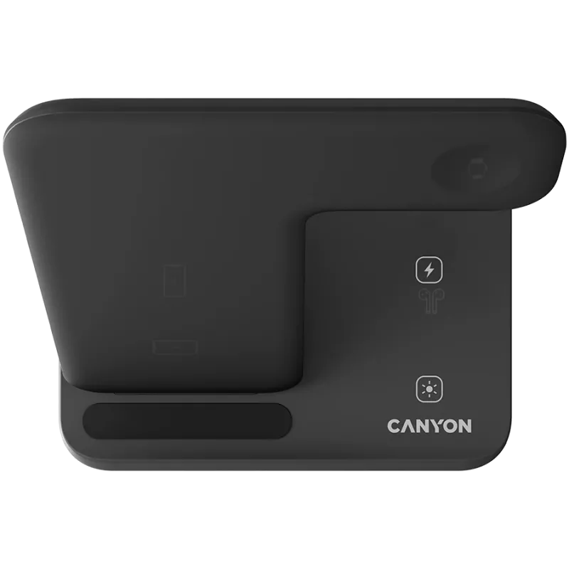 Canyon belaidžio įkrovimo stotelė 3in1 QI, skirta Apple 15W, juoda, mažmeninė prekyba