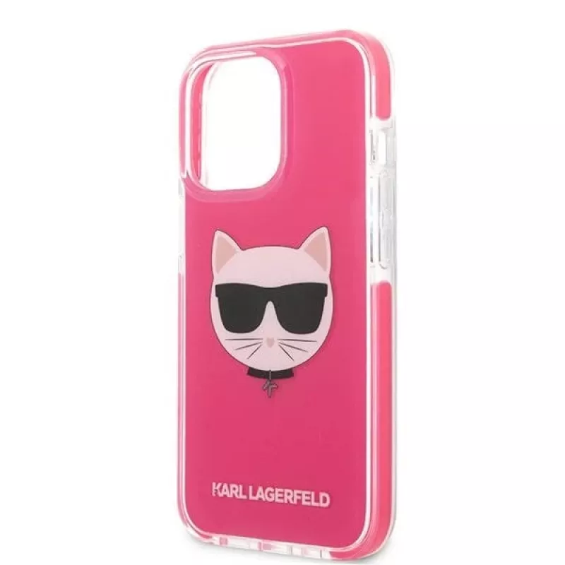 Karl Lagerfeld KLHCP13XTPECPI Iphone 13 Pro Max 6.7 kietas dėklas Fuchsia/FUSCHIA Choupette Head