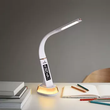 Stalinė lempa Hawk HW-LAMP05 Balta LED reguliuojama — kompaktiška LED darbo lempa su reguliuojamu laikikliu