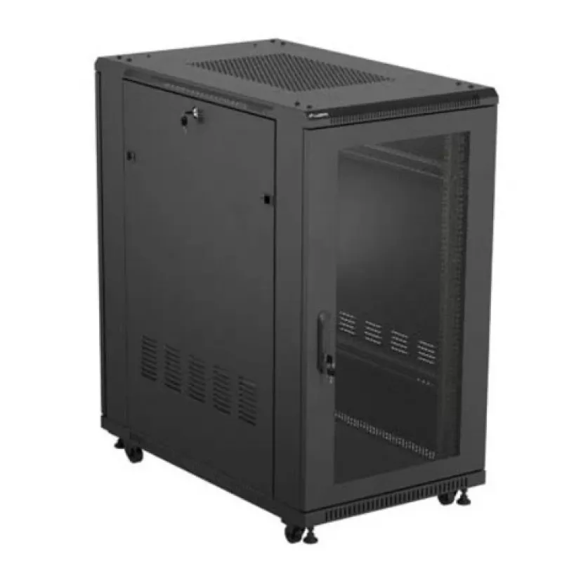 19 colių stovo spinta LANBERG FF01-6022-23B, 22U, 600×1000 mm, juoda, perforuotos durys