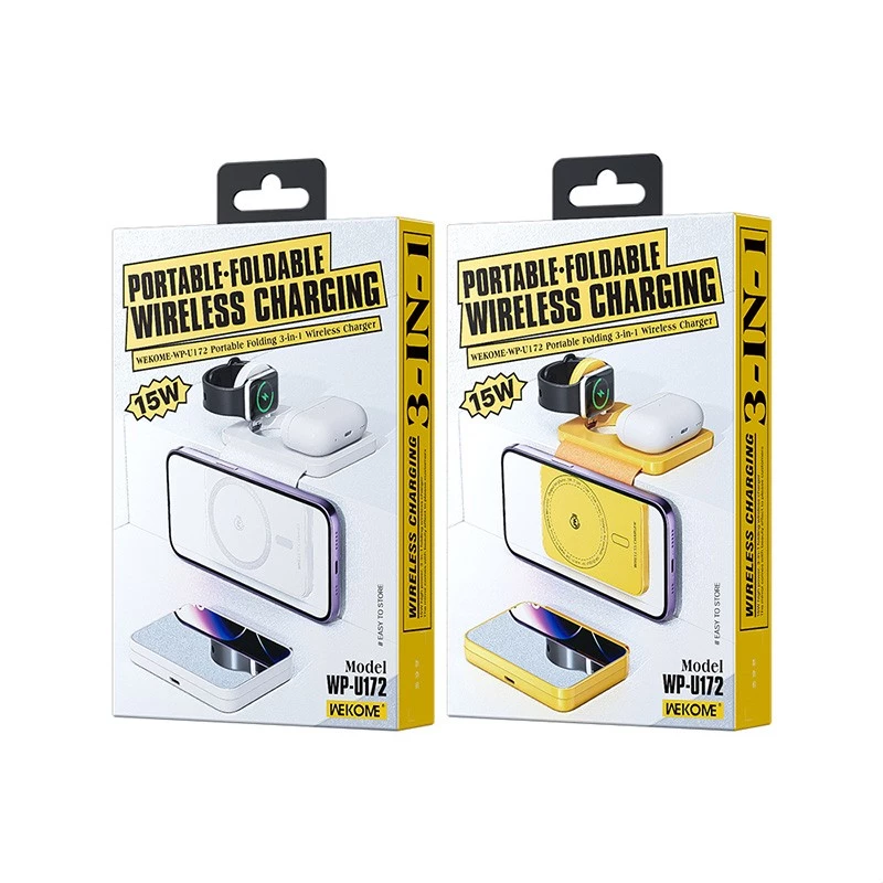 Belaidis 3-in-1 įkroviklis WEKOME MagSafe + veidrodis (belaidis, 3-in-1)