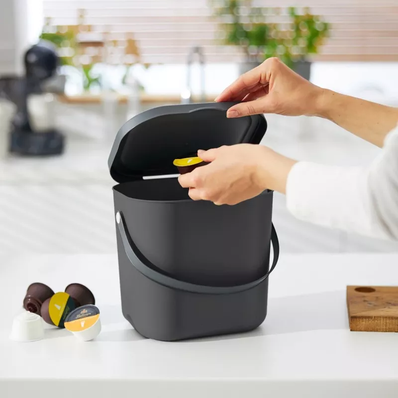 Atliekų konteineris Rotho Albula stačiakampis plastikinis 6 l, antracitas, 200×235×208 mm