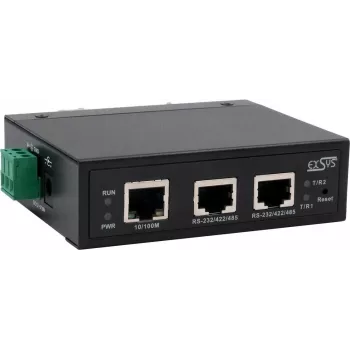 Nuoseklusis įrenginių serveris Exsys EX-61002 — 2x RS232/422/485, su maitinimo adapteriu