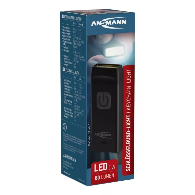 Raktų pakabuko žibintuvėlis Ansmann COB LED 80 lm