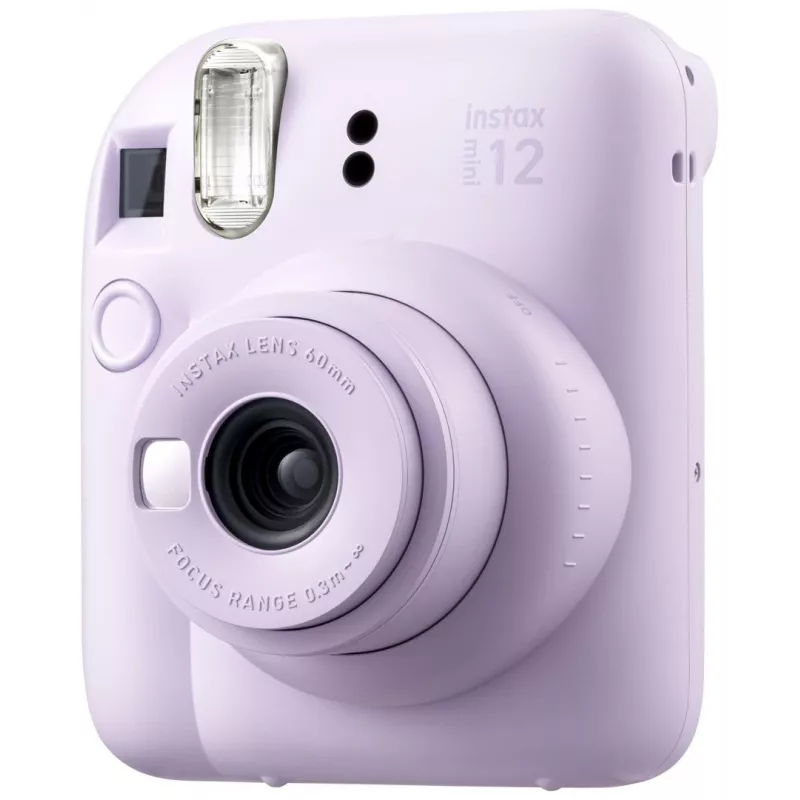 Momentinis fotoaparatas Fujifilm Instax Mini 12 Purple — nuotrauka 86×54 mm, plėvelė 62×46 mm, 60 mm židinio nuotolis