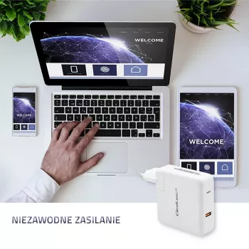 Qoltec GaN Charger FAST 108W | 5-20V | 3-4.7A | USB C | Balta