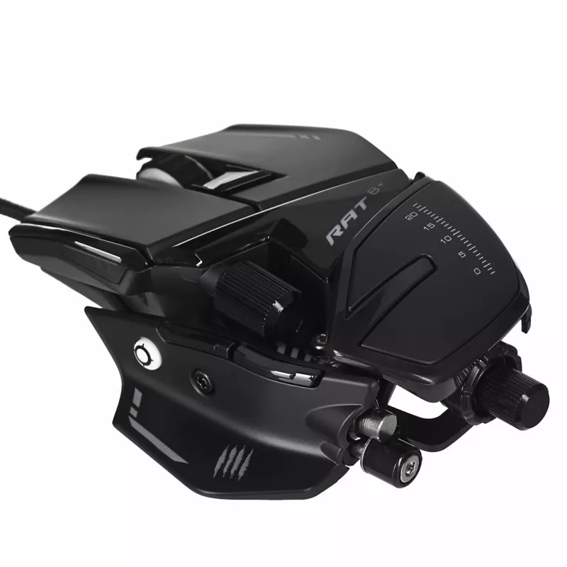 Žaidimų pelė Mad Catz R.A.T. 8+ — dešiniarankė, optinė, 16000 DPI, 11 mygtukų, USB Type-A, 145 g