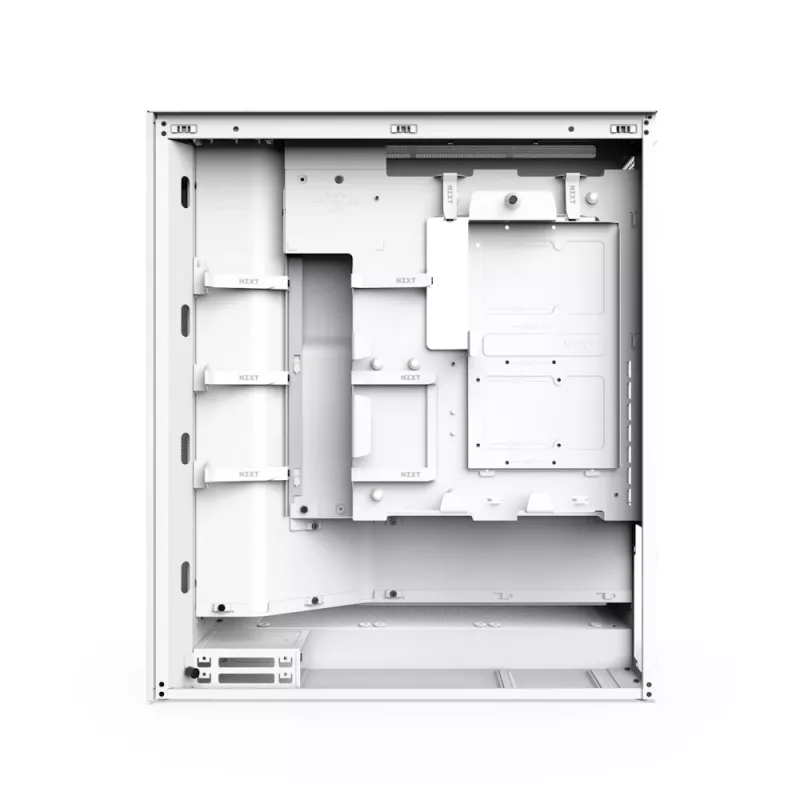 PC korpusas NZXT H7 Flow RGB Midi Tower baltas — grūdintas stiklas, EATX, priekyje 3×120 mm, USB-C