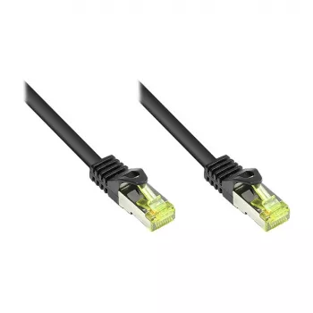 RJ45 komutacinis kabelis su Cat.7 neapdorotu kabeliu ir skląsčio apsauga (RNS®), S/FTP, PiMF, be halogenų, 600 MHz, OFC, juodas, 1,5 m, Good Connections® (8070R-015S)